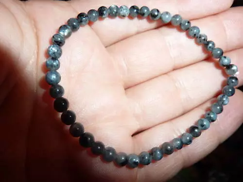 Bracelet Extensible En Labradorite (Larkivite)  Perles 4 Mm