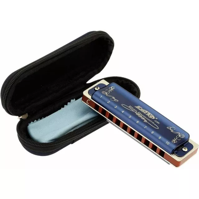 10 Trous Harmonica T008K avec Étui Blues Bouche Orgue Easttop Harmonica Nouveau