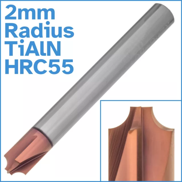 2mm Corner Radius TiAlN Coated 4 Flute Carbide CNC End Mill HRC55 Bit Tool