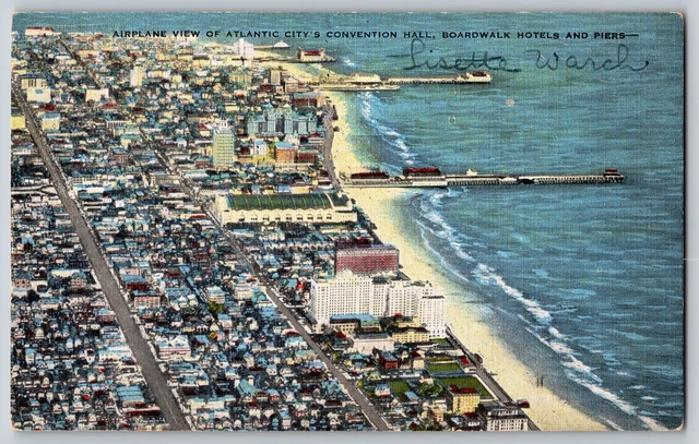 Airplane View of Atlantic City's Convention Hall - Vintage Postcard - Posted