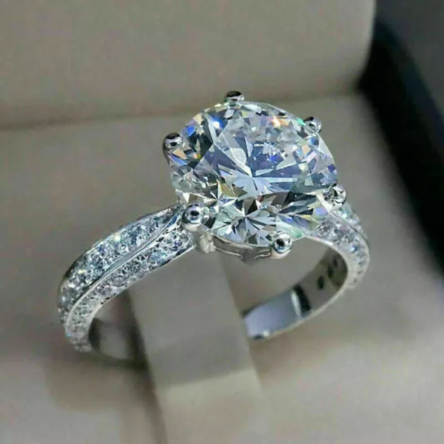 Bague de mariage solitaire en diamant simulé taille ronde de 3,50 ct,...