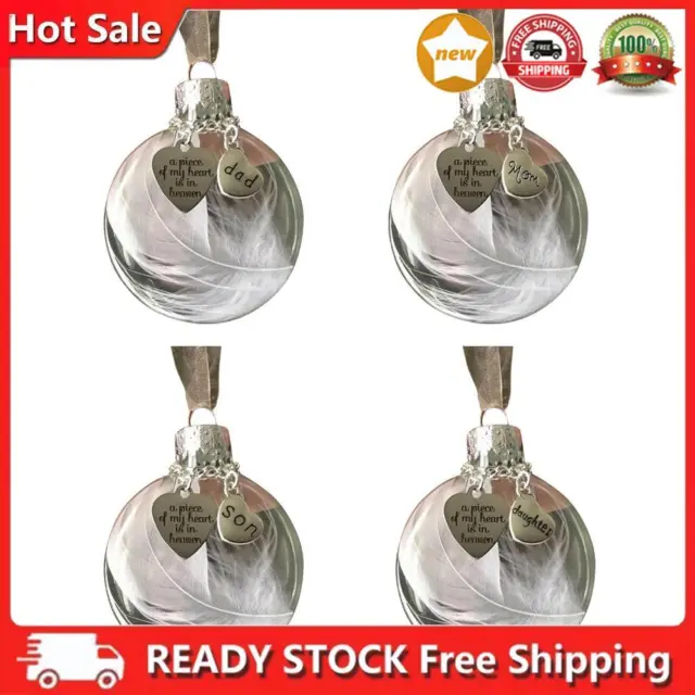 Christmas Ornament Feather Ball Tree Durable Round Clear Plastic Ball Pendants