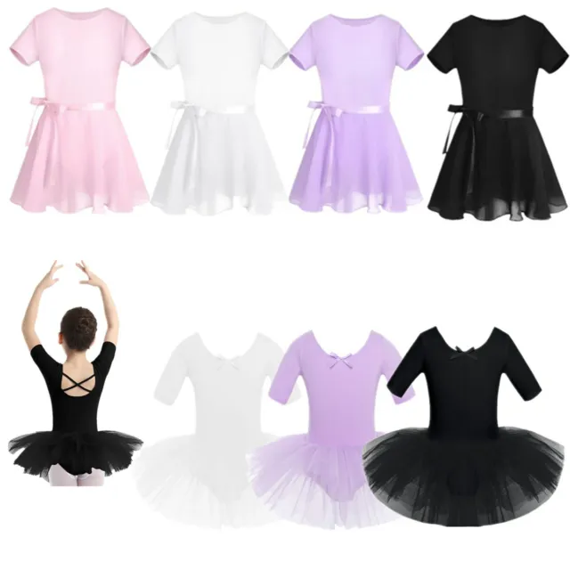 Girls Kids Gymnastics Leotard Ballet Dance Dress Ballerina Tutu Skirt Dancewear