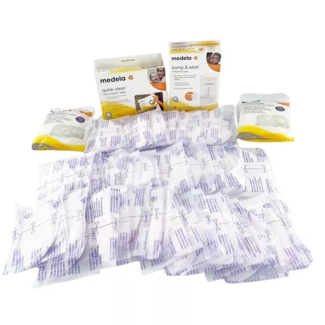 Breastfeeding Lot Medela Breast Milk Storage Bags 20 Count Micro Steam Bags Pads