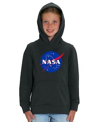 Kids Unisex Nasa Astronaut Geek Space Nerd Star Logo Science Black Hoodie