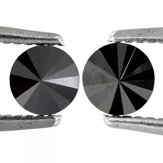 Round Diamond Pair 2.8mm Natural Diamond Pair Black Fancy