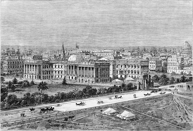 INDIA - View of CALCUTTA from ESPLANADE in the 19th century - 19th century engraving