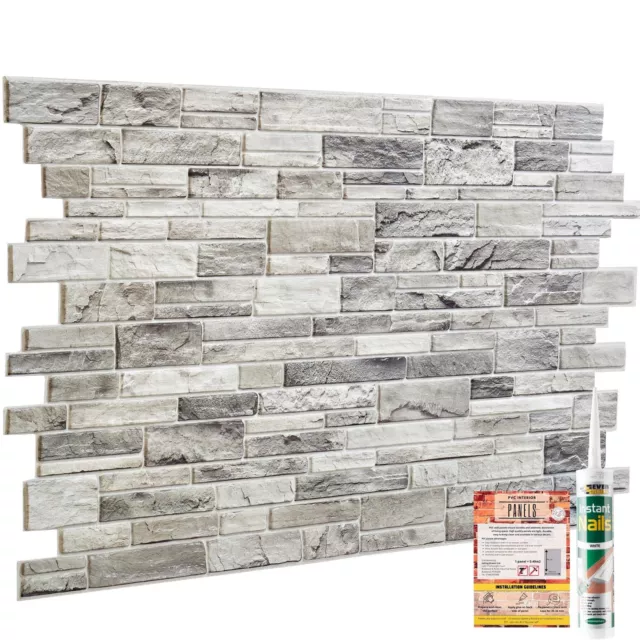 Stone Slate Effect PVC Plastic Wall Covering Panels Decorative Cladding Tiles