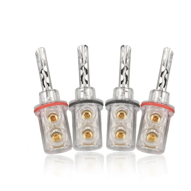 4x HI FI Rhodium Beschichtet Banana BFA Bananenstecker HIGH END Stecker