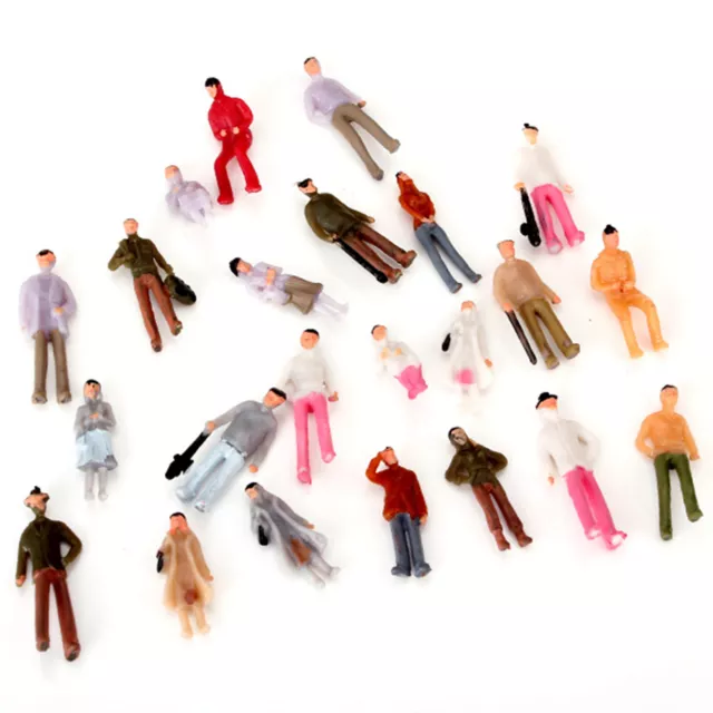 100x Tiny People Figures Plastic Painted Model Figure OO for Model Train Layouts