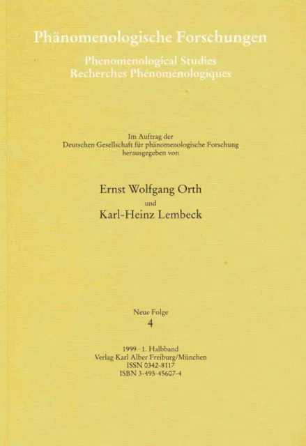 Lembeck, Orth [Hrsg.] Phänomenologische ForschungenPhenomenological Studies