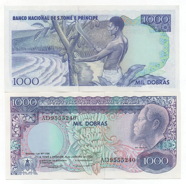 Saint Thomas E Principe Prince 1000 Dobras 1989 Pick 62 Unc