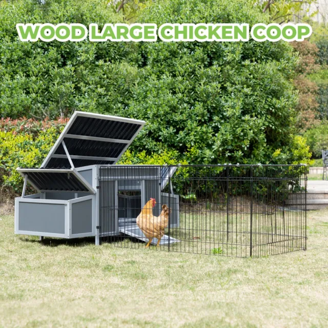 COZIWOW Large Wooden Chicken Coop Rabbit Hutch 2 Nesting Boxs Wire Cage Play Pen