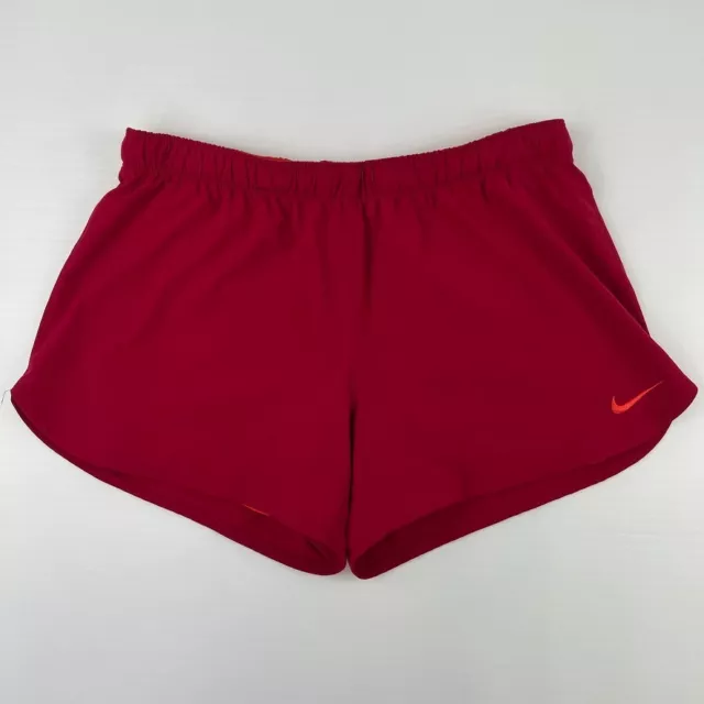 Nike Shorts Womens Large Dri Fit Lined Run Just Do it 32x4 Phantom Gym Red Logo