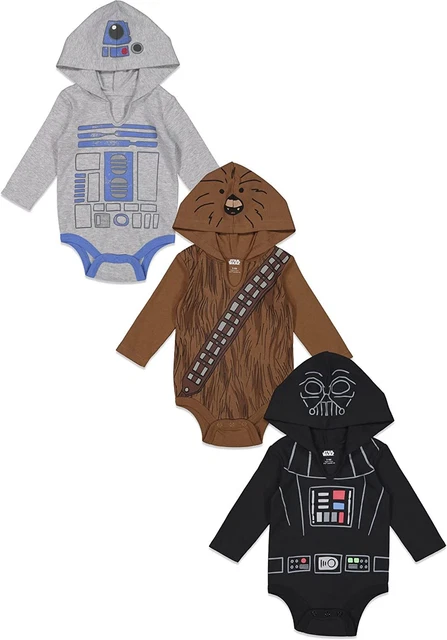 STAR WARS Chewbacca R2-D2 Darth Vader Baby 3 12 Months, White/Brown/Black