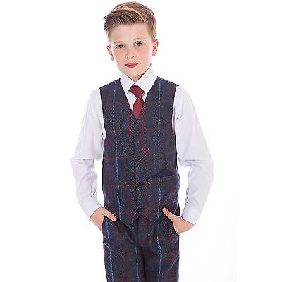 Boys Suits Boys Wedding Suit Tweed Waistcoat Suit Page Boy Baby Party Navy Suit