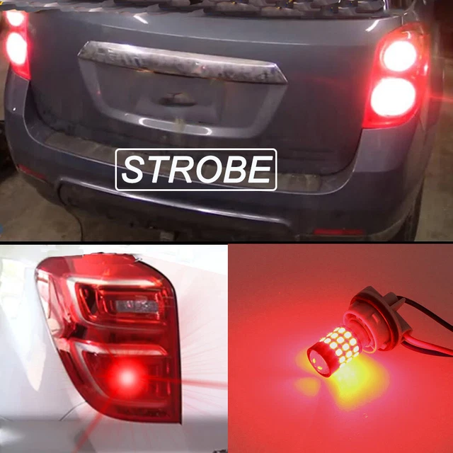 GLOFE LED Brake Stop Tail Light Bulbs 1157 7528 2057 Bright Red Strobe Flash 2x