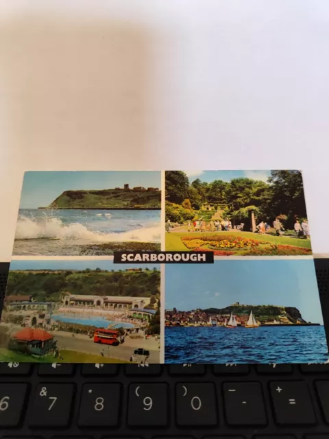 Scarborough Multi View Rough Sea Swimming Pool Italian Gardens Postcard