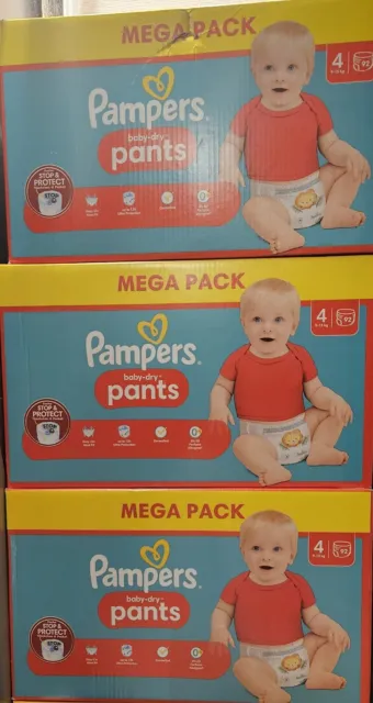 Lot 3 Mega pack de 92 couches Pampers Pants taille 4 T3 9 - 15 kg Méga Pack