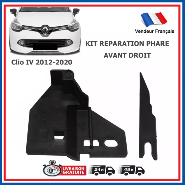 Kit de Réparation Pattes de Fixation Supports Clips Optique Phare Avant  Gauche compatible pour CLIO 4 IV de 2012 à 2020 - Cdiscount Auto