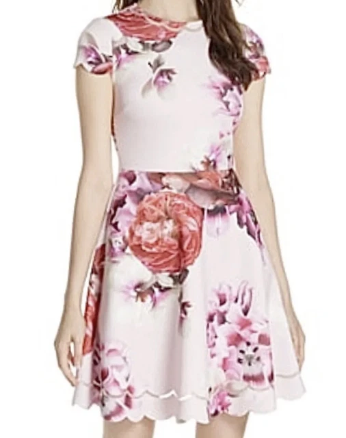 TED BAKER SEEANA Splendour Scalloped Skater Dress in Light Pink UK Size 8 NEW 39.99 PicClick UK