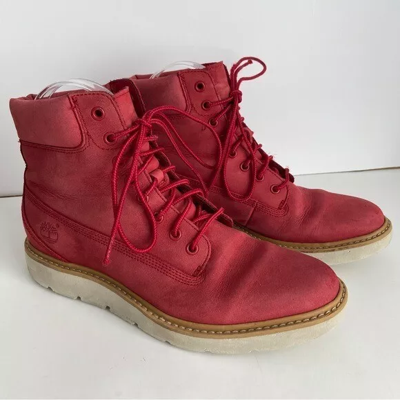 Timberland Womens Red Leather Kenniston 6 Inch Casual Lace Up Boots Size 7.5