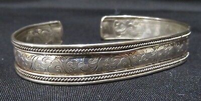 Vintage 925 Sterling Art Deco Etched Bendable/Adjustable Bracelet 14.4g, Stamped