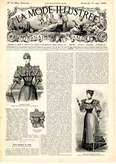 French MODE ILLUSTREE SEWING PATTERN April 16,1893