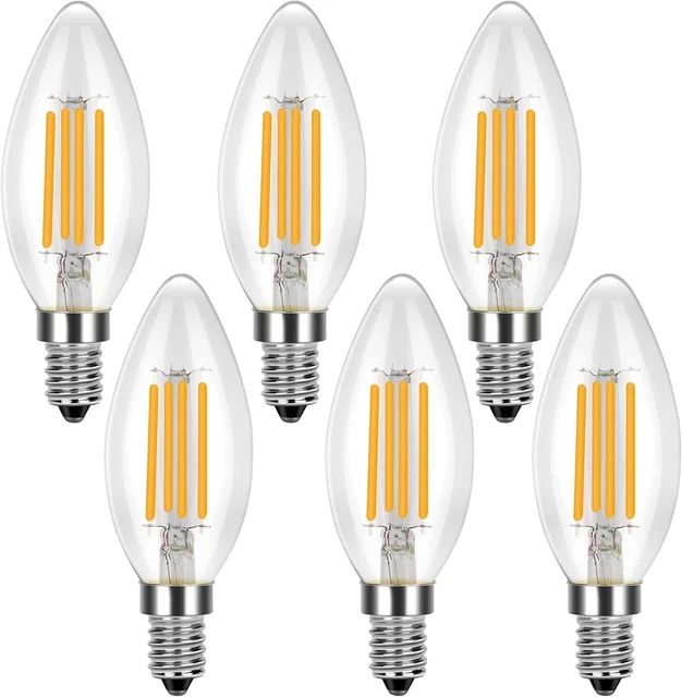 YUANHENLIZ E14 LED Light Bulbs Dimmable Led Clear Candle Bulbs-6 Pack