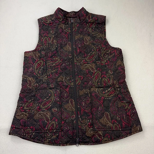 Jjill Vest Womens Medium Brown Pink Paisley Heritage Quilted Gilet Jacket Adult