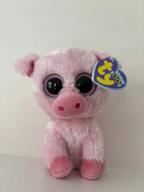 TY BEANIE BOOS CORKY THE PIG 6” PURPLE TAG SOLID EYES New W/ TAGS PLUSH STUFFED