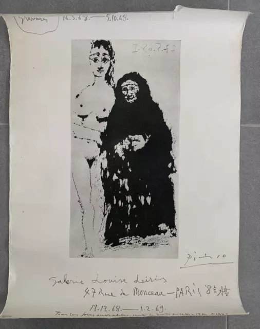 Ancienne affiche Picasso 347 gravures galerie Louise Leiris 1968