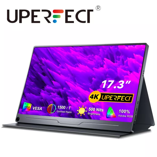 UPERFECT 17,3 Zoll 4K Tragbarer Monitore 3840*2160 UHD HDMI USB C IPS Display