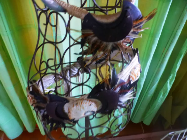 superbe ceinture et collier plumes ,cuir ,nacre, corde  ,style country  a saisir