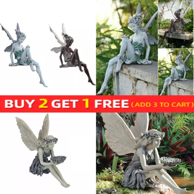 Pretty Garden Sitting Fairy Statue Ornaments Craft Landscaping Figurine Decor