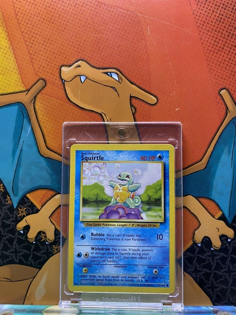 Squirtle Base Set 1999 Unlimited Print NM, 63/102 Pokemon Card.