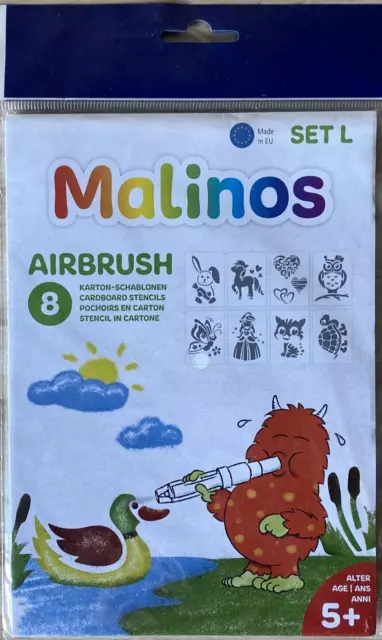 Schablonen Set L Malinos Airbrush mit Gebrauchsanweisung 8 Stück