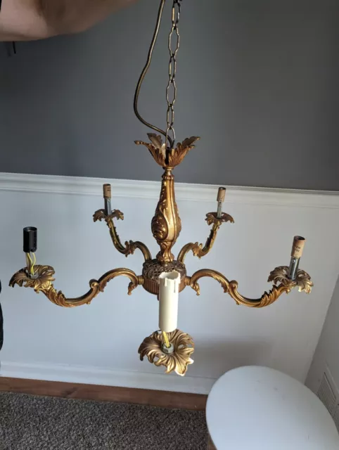 Gold Gilt french chandelier. Antique.