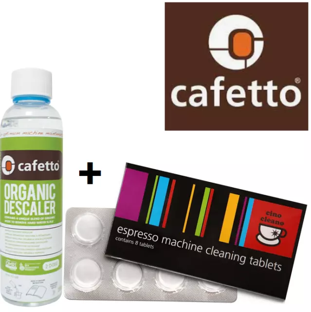 CLEANING TABLET +LIQUID ORGANIC DESCALER Espresso Coffee Machine Cleaner CAFETTO