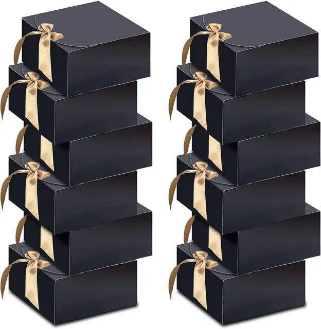 Gift Boxes with Lids,Black Gift Boxes 8X8X4Inches,Bridesmaid Proposal Box,12 Set