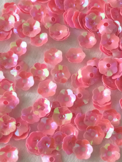 Sequins 6mm Rose Pink AB Rainbow 1/4in Flower Bowl Cup Choose Pack Size