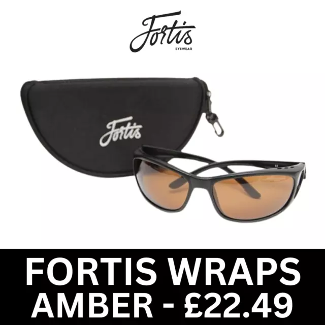 Fortis Wraps Polarised Sunglasses AMBER NEW Carp Fishing Glasses - £22.49