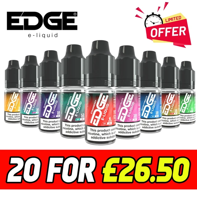 EDGE E LIQUID 20x10ml 20 Bottles Vape Liquid Vape Juice Edge E Liquid 20  BOTTLES £28.99