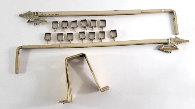 Vintage Curtain Rods Swing Arm Art Deco Ornate Arrows Aluminum Adjustable Beige