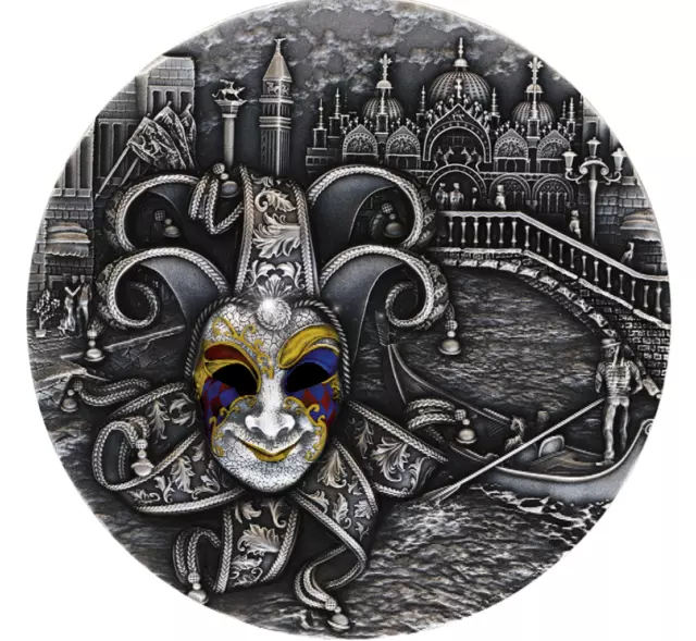 Niue 2022 5$ VENETIAN MASK II- High Relief Antique finish 2 Oz silber Münze
