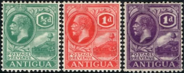 Antigua 1921-29 KGV Part Set 1/2d to 1d Values   SG.62/64 Mint (Hinged) Wmk.MSCA
