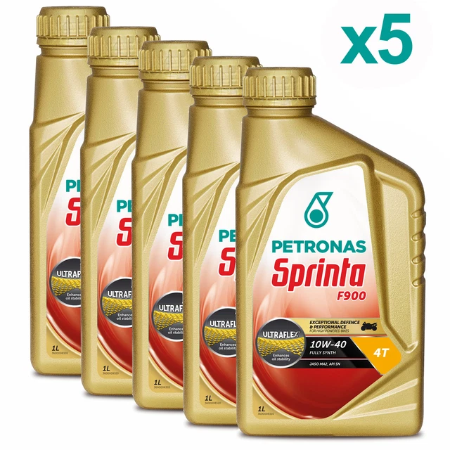 PETRONAS Sprinta F900 10W-40 &ndash; Olio Motore 4 Tempi Completamente Sintetico &ndash; Kit 2x1 Litro