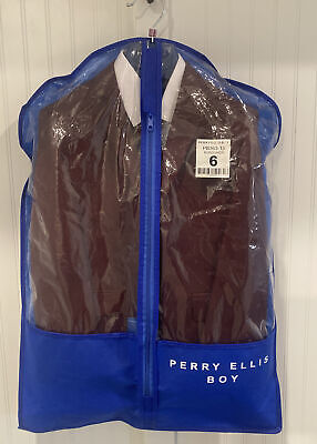 Perry Ellis Boy 5-Piece Suit Burgundy Size 6 Slim Fit Brand New
