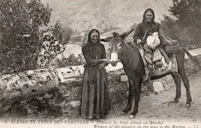 65 Cpa  Debut 1900 Scenes Types Des Pyrenees Femmes Du Pays Allant Au Marche