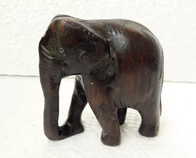 Wooden Elephant Vintage Old Hand carved Figure Statue Home Decorative Indian Art